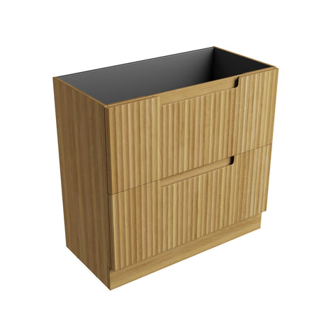 Lovina 900mm Harvest Oak Floor Standing Vanity - Fluted