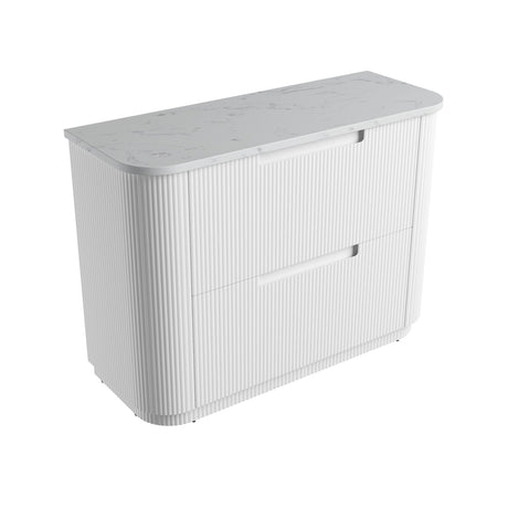 Curva 1200mm Matte White Floor Standing Vanity - Curve Fluted
