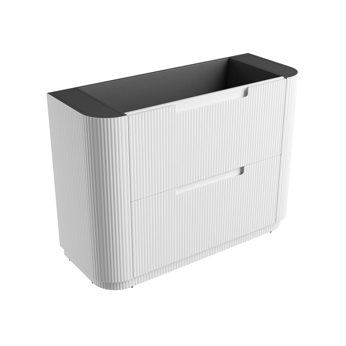 Curva 1200mm Matte White Floor Standing Vanity - Curve Fluted