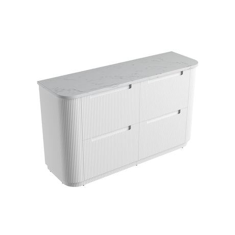 Curva 1500mm Matte White Floor Standing Vanity - Curve Fluted