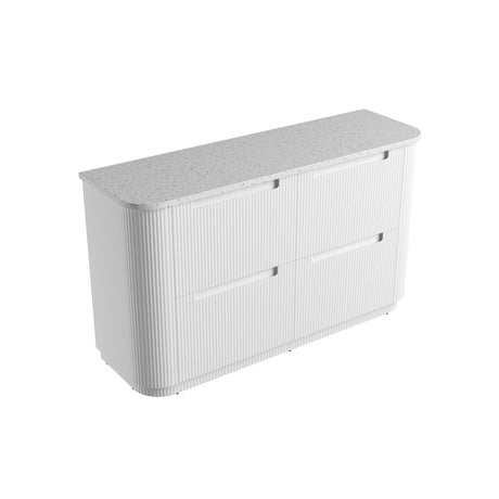 Curva 1500mm Matte White Floor Standing Vanity - Curve Fluted