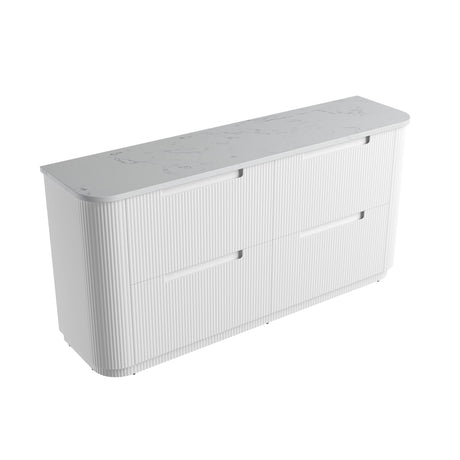 Curva 1800mm Matte White Floor Standing Vanity - Curve Fluted