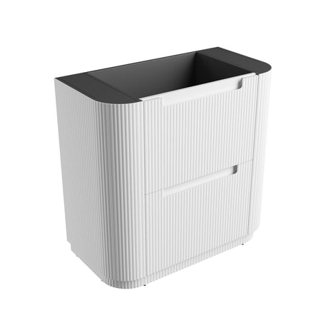 Curva 900mm Matte White Floor Standing Vanity - Curve Fluted