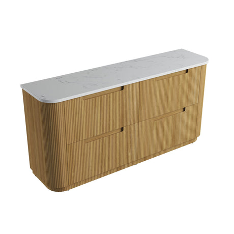 Varcelli 1800mm Matte White Floor Standing Vanity - Curve Fluted