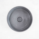 ARLO Round Concrete Basin in Charcoal, featuring a sleek and minimalist circular design with a smooth finish, perfect for modern and contemporary bathroom spaces.