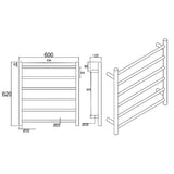 Chrome round heated towel rack 6 bars drawing