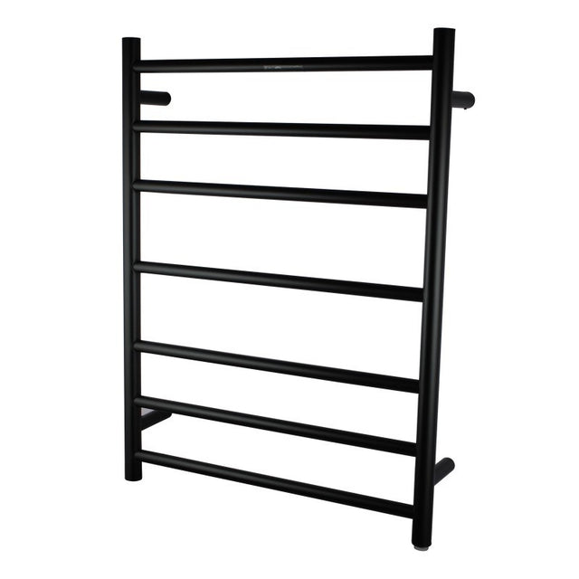 Black round heated towel rack 7 bars