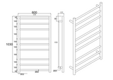 Black round heated towel rack 9 bars drawing