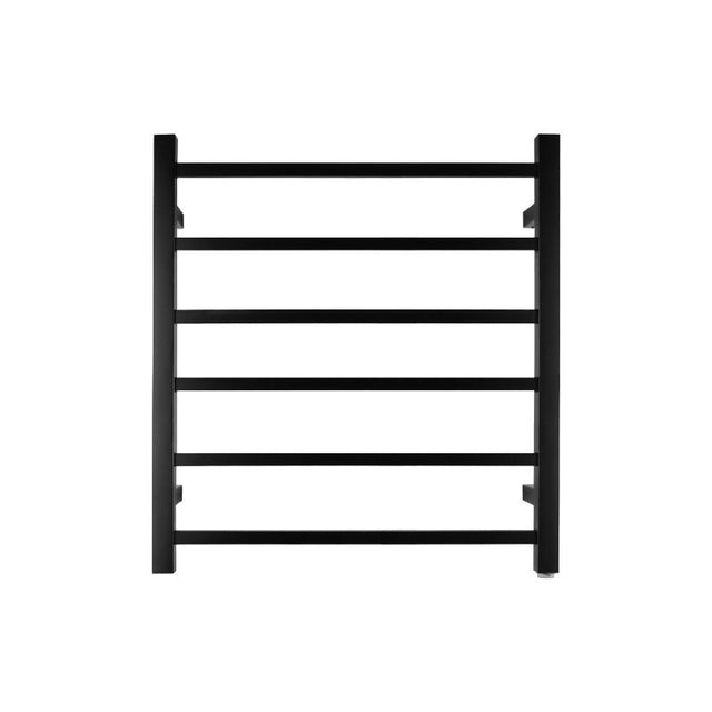 Square black heated towel rack 6 bars