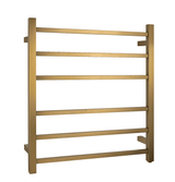 Square brushed brass heated towel rack 6 bars