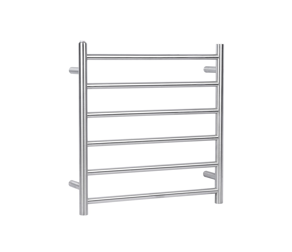 Round brushed nickel heated towel rack 6 bars