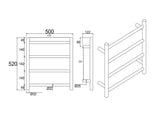 Aquaperla round brushed gunmetal heated towel rack drawing