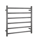 Round gunmetal heated towel rack 6 bars