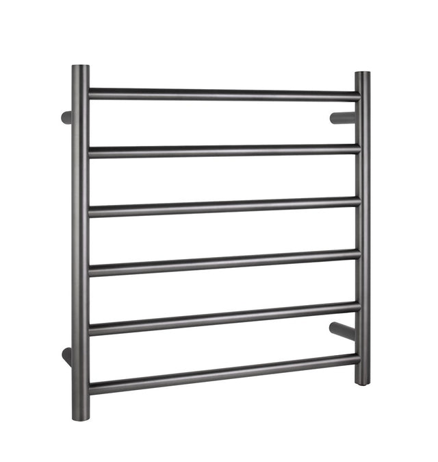 Round gunmetal heated towel rack 6 bars