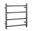 Round Brushed Gunmetal heated towel rack 4 bars