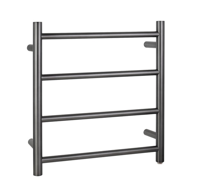 Round Brushed Gunmetal heated towel rack 4 bars