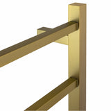 Closer look to Square brushed brass heated towel rack 4 bars