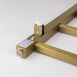 Square brushed brass heated towel rack 4 bars on off switch