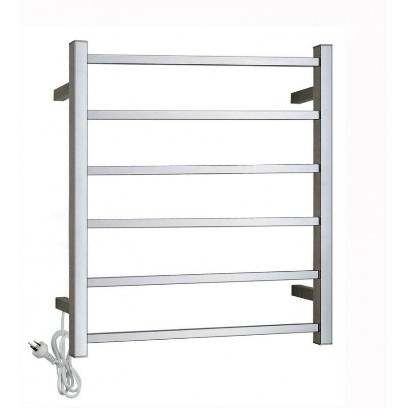 square chrome heated towel rack 6 bars