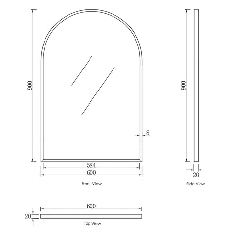 Archie Framed Mirror 900x600mm