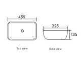Artis O'96 455x325x135 Matte White Oval Basin Ultra Slim drawing