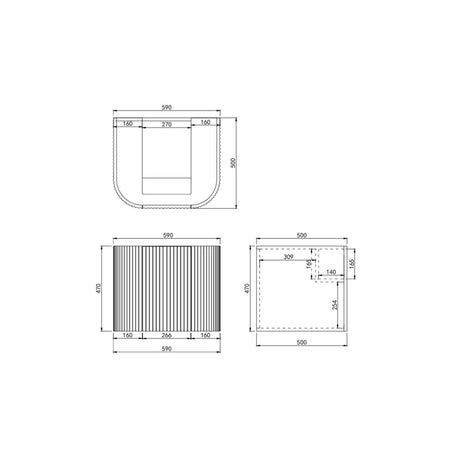 Avalon 600mm Wall Hung Vanity Drawing