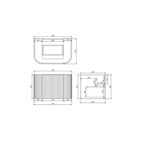 Avalon 750mm Wall Hung Vanity Drawing