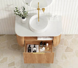 Bondi Wall Hung Fluted Vanity Curve 900mm - Woodland Oak