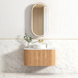 Bondi Wall Hung Fluted Vanity Curve 900mm - Woodland Oak