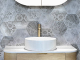 bathroom with installed Marlo Round 400x400x125 Fluted Basin