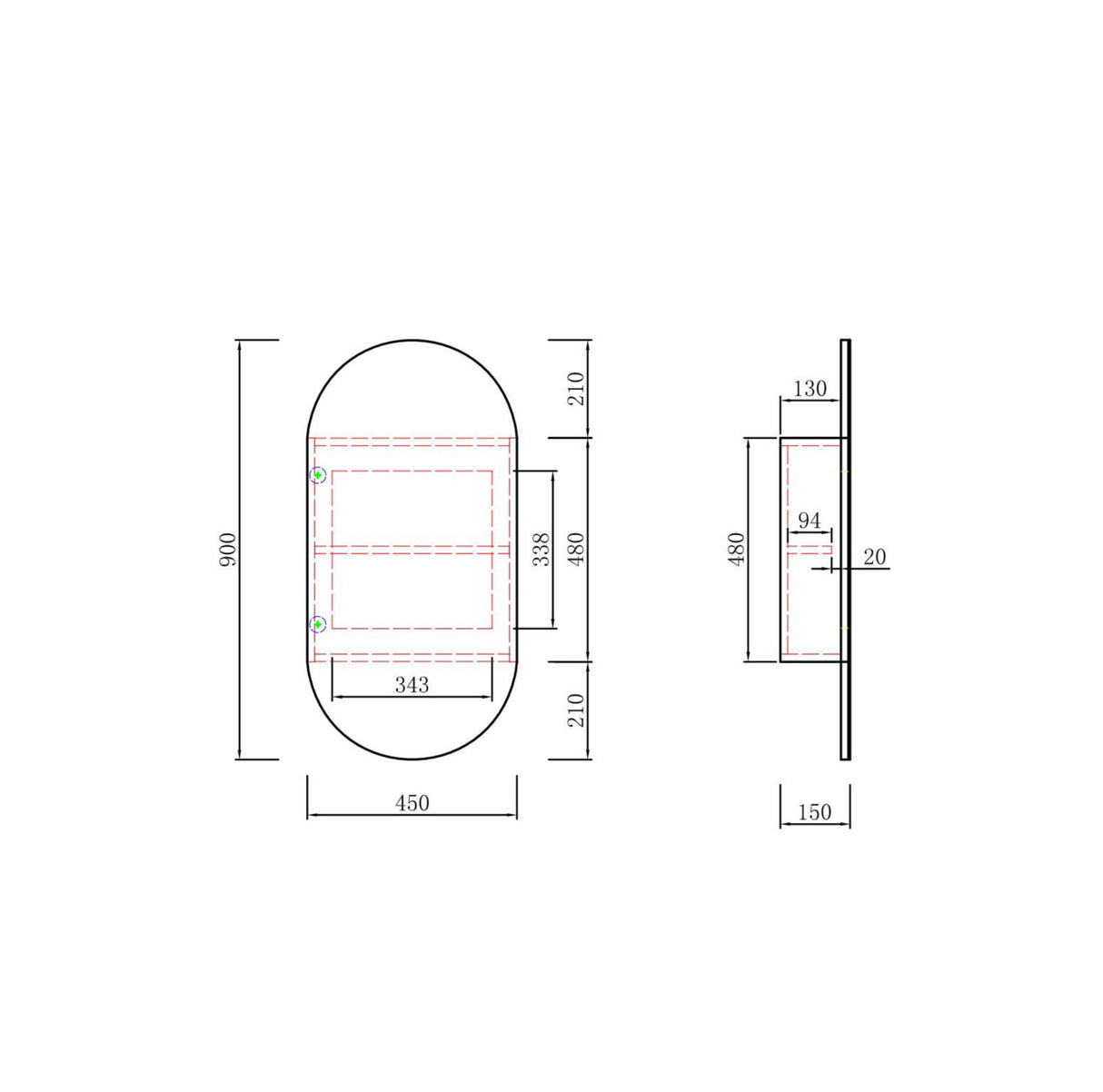 Beau Monde Oblong Harvest Oak Shaving Cabinet Specification