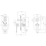 Bellino Matte Black Wall Mixer with Diverter drawing