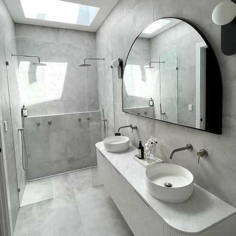 Bathroom with installed bondi Satin White Vanity 1000mm 