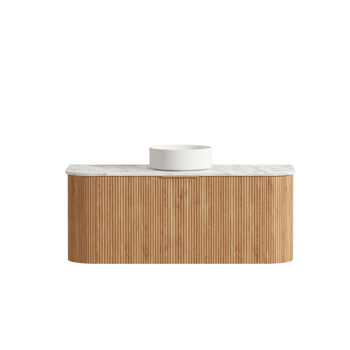 Bondi 1200mm Woodland Oak Fluted Curve Vanity with white basin