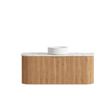 Bondi 1200mm Woodland Oak Fluted Curve Vanity with white basin