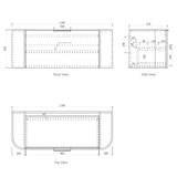 Bondi 1200mm Woodland Oak Fluted Curve Vanity drawing