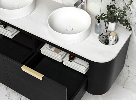 Open Bondi 1500mm Black Oak Wall Hung Curve Vanity