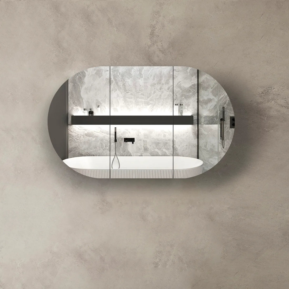Bondi Black Oak Shaving Cabinet - 1200 x 750mm front view