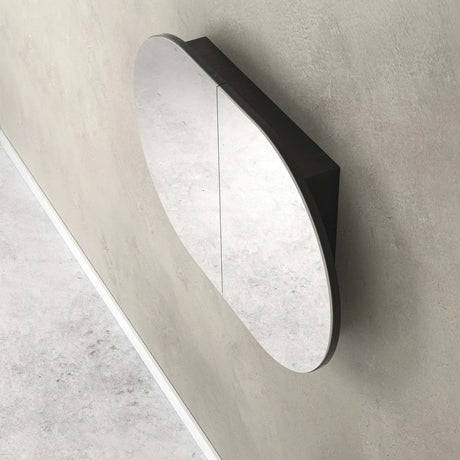 Bondi Black Oak Shaving Cabinet - 900 x 600mm top view