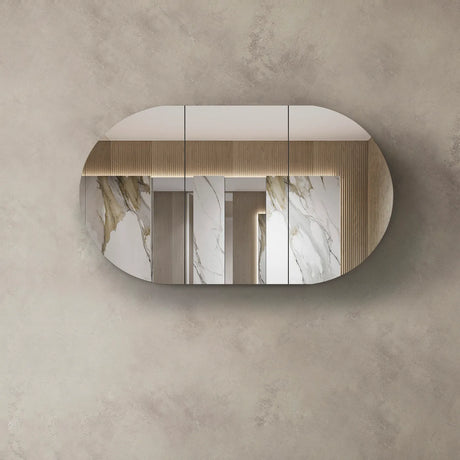 Front view Bondi Natural Oak Shaving Cabinet - 1500 x 900mm mounted in the wall