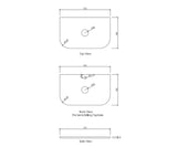 Bondi Wall Hung Fluted Vanity Curve 750mm - Woodland Oak drawing taphole 1