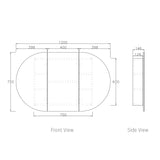 Bondi White Shaving Cabinet - 1200 x 750mm drawing