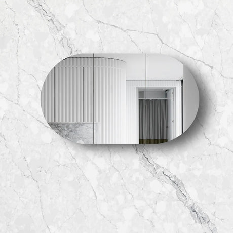 Front view Bondi White Shaving Cabinet - 1500 x 900mm mounted in the wall