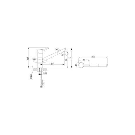 Boundary Chrome Laundry Sink Mixer Tap drawing