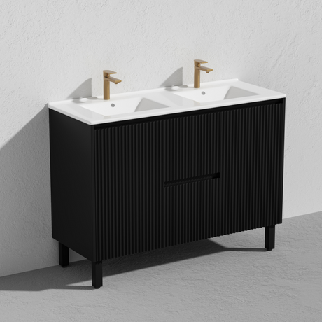 Brighton PVC Floor Vanity Double Bowl 1200mm Matte Black side view
