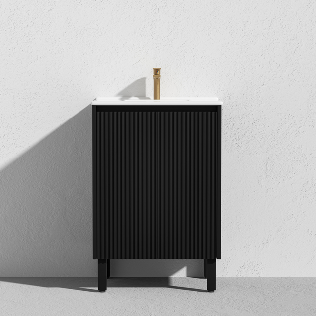 Matte black Brighton PVC Floor Vanity 600mm