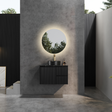 Bathroom with installed Matte Black Brindabella Wall Hung Right Hand Drawer Vanity 750mm