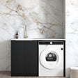 Byron Black Oak Base Laundry Cabinet with Stone Top and Sink 1300x600x900
