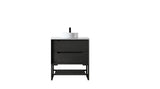 Free standing Byron Black Oak Vanity 750mm - Black Oak with white basin and black faucet