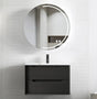 Bathroom with installed mirror and Byron Black Oak Wall Hung Vanity 750mm - Black Oak front view